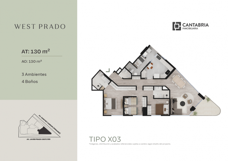 Plano del modelo X03 del proyecto WEST PRADO en San Isidro
