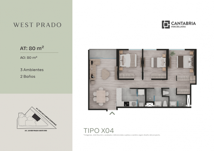 Plano del modelo X04 del proyecto WEST PRADO en San Isidro