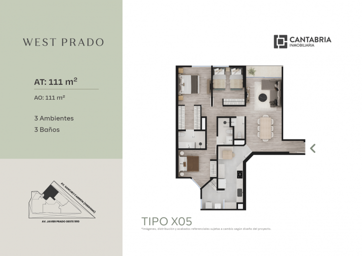 Plano del modelo X05 del proyecto WEST PRADO en San Isidro