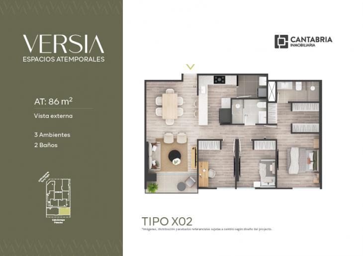 Plano del modelo X02 del proyecto VERSIA en Miraflores