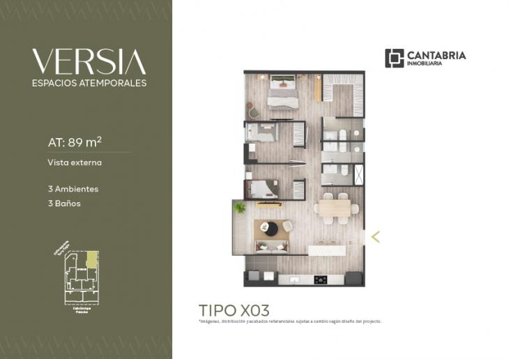 Plano del modelo X03 del proyecto VERSIA en Miraflores
