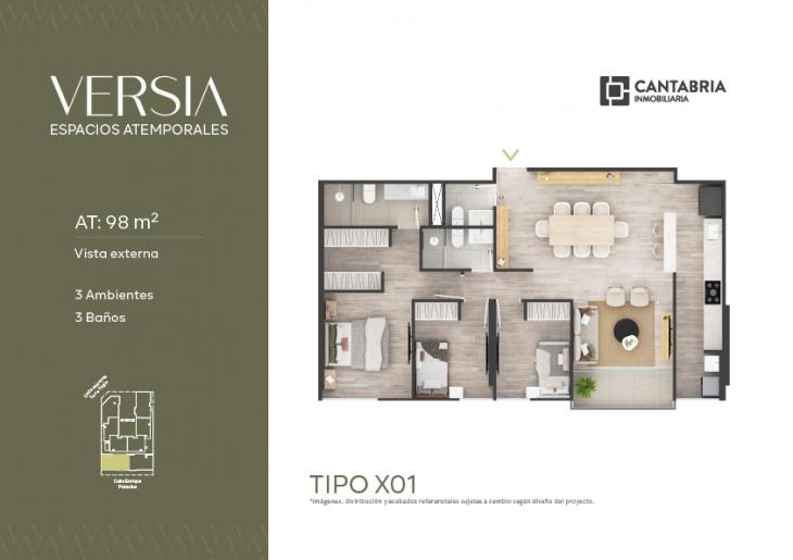 Plano del modelo X01 del proyecto VERSIA en Miraflores