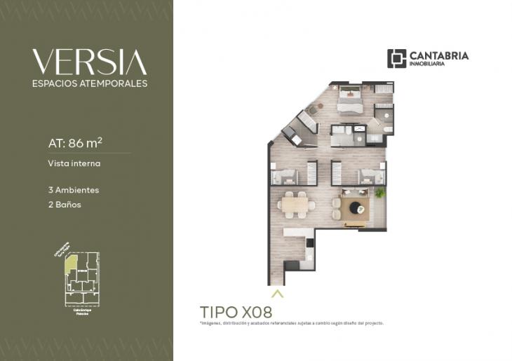 Plano del modelo X08 del proyecto VERSIA en Miraflores