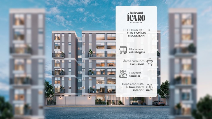 Fachada principal del proyecto BOULEVARD ÍCARO en Chorrillos