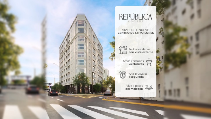 Fachada principal del proyecto REPÚBLICA en Miraflores