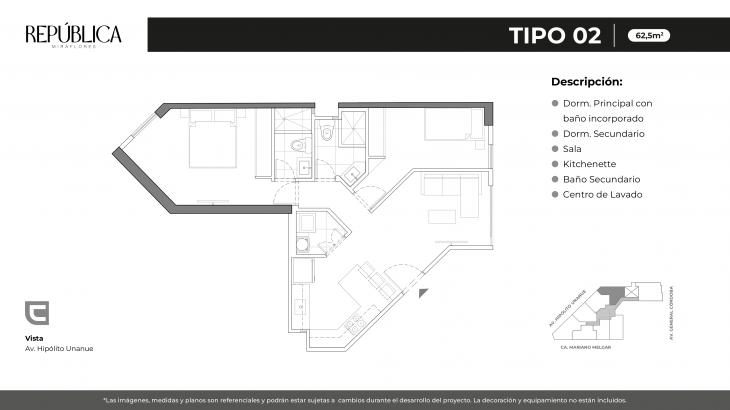 Plano del modelo X02 del proyecto REPÚBLICA en Miraflores