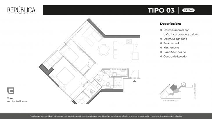 Plano del modelo X03A del proyecto REPÚBLICA en Miraflores