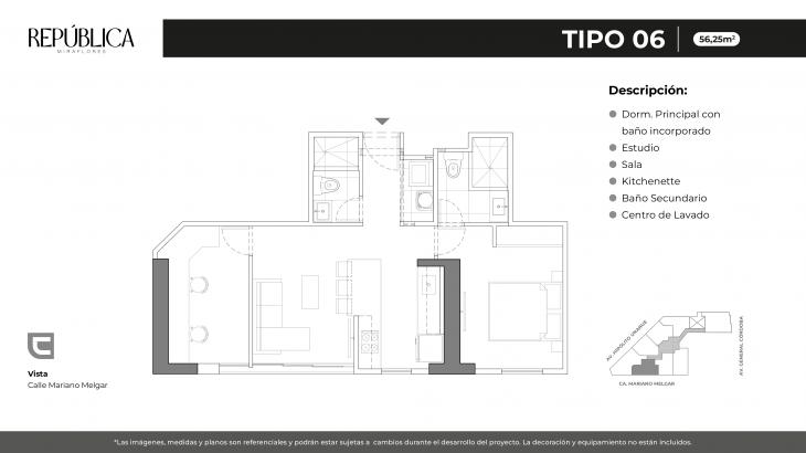 Plano del modelo X06A del proyecto REPÚBLICA en Miraflores