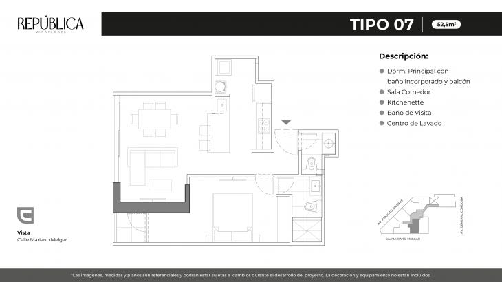 Plano del modelo X07A del proyecto REPÚBLICA en Miraflores