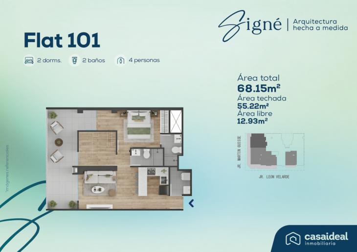 Plano del modelo Flat 101 del proyecto Signé en Lince