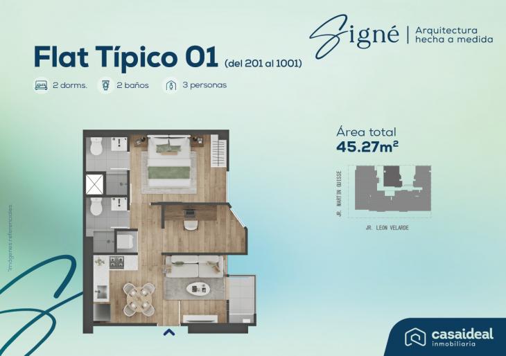 Plano del modelo Flat tipico 01 del proyecto Signé en Lince