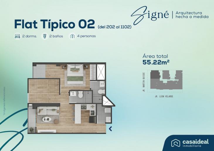 Plano del modelo Flat tipico 02 del proyecto Signé en Lince