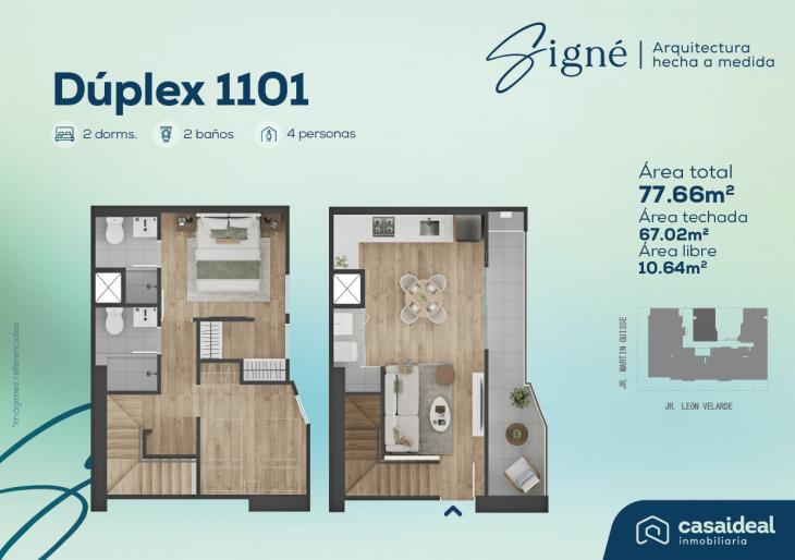 Plano del modelo Duplex 1101 del proyecto Signé en Lince