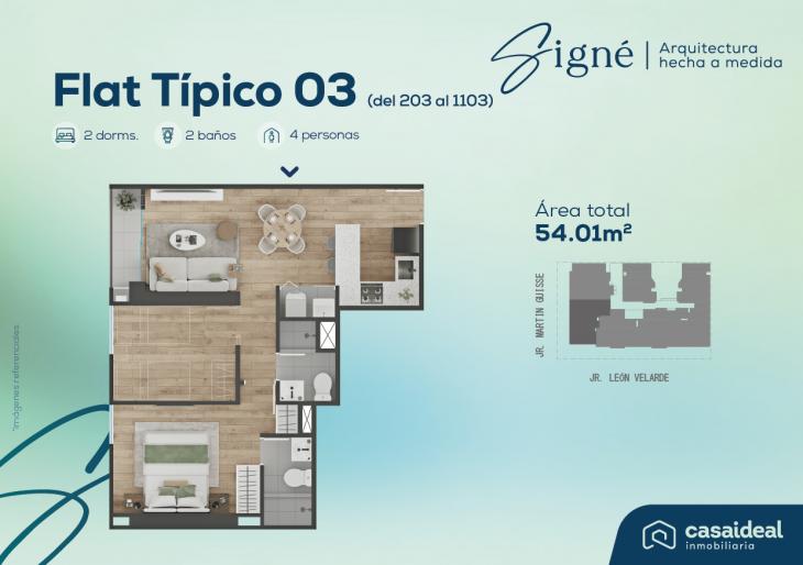 Plano del modelo Flat tipico 03 del proyecto Signé en Lince