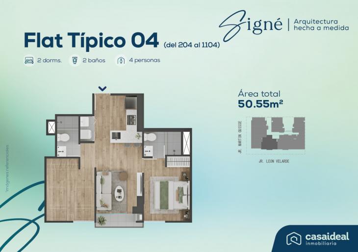 Plano del modelo Flat tipico 04 del proyecto Signé en Lince