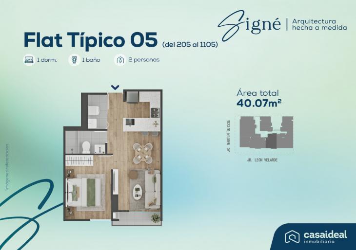 Plano del modelo Flat tipico 05 del proyecto Signé en Lince