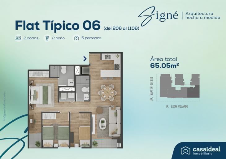 Plano del modelo Flat tipico 06 del proyecto Signé en Lince