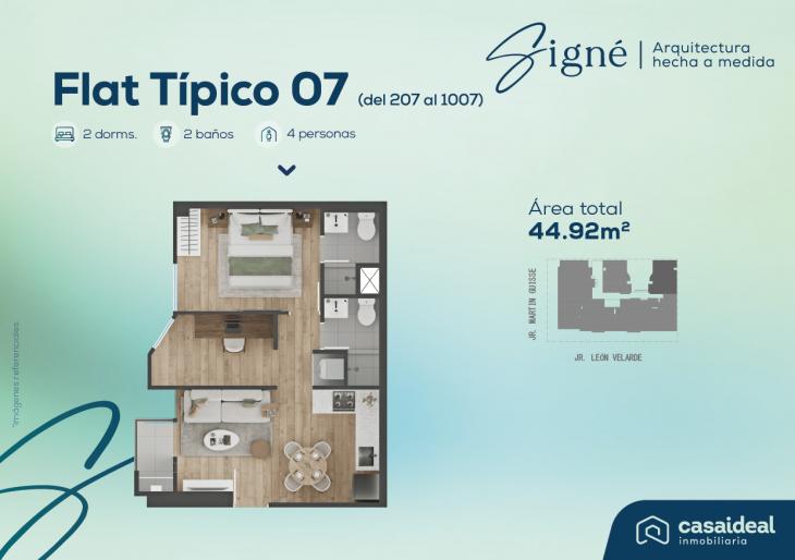 Plano del modelo Flat tipico 07 del proyecto Signé en Lince