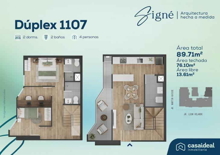 Plano del modelo Duplex 1107 del proyecto Signé en Lince