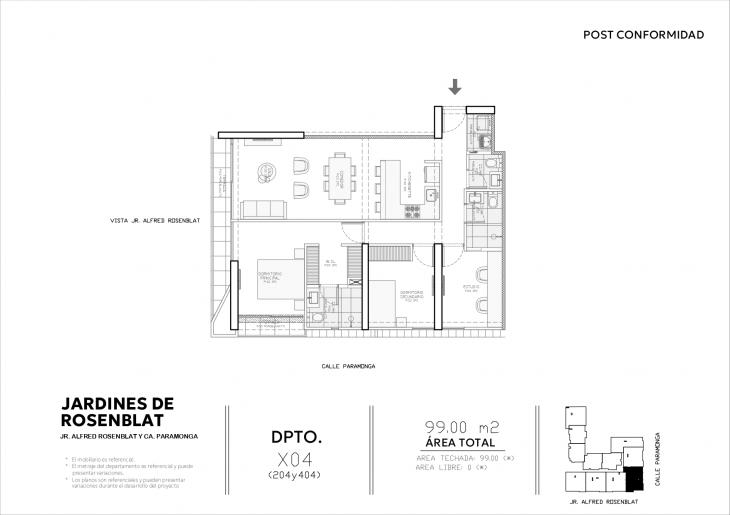 Plano del modelo X04 del proyecto JARDINES DE ROSENBLAT en Santiago De Surco