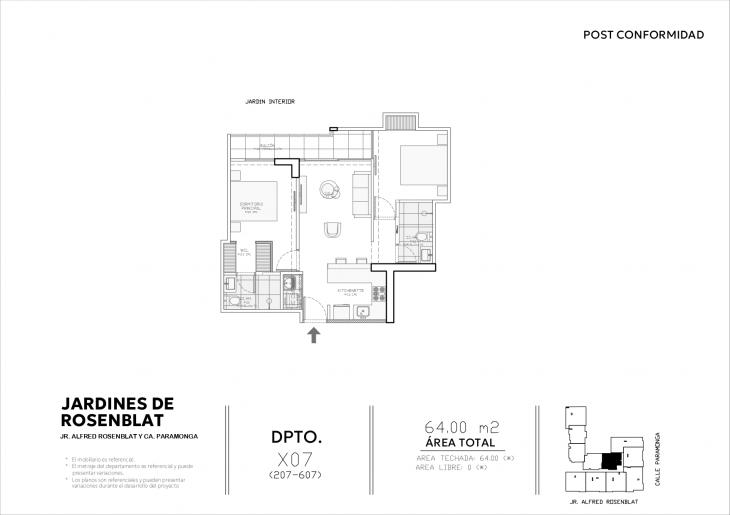 Plano del modelo X07 del proyecto JARDINES DE ROSENBLAT en Santiago De Surco