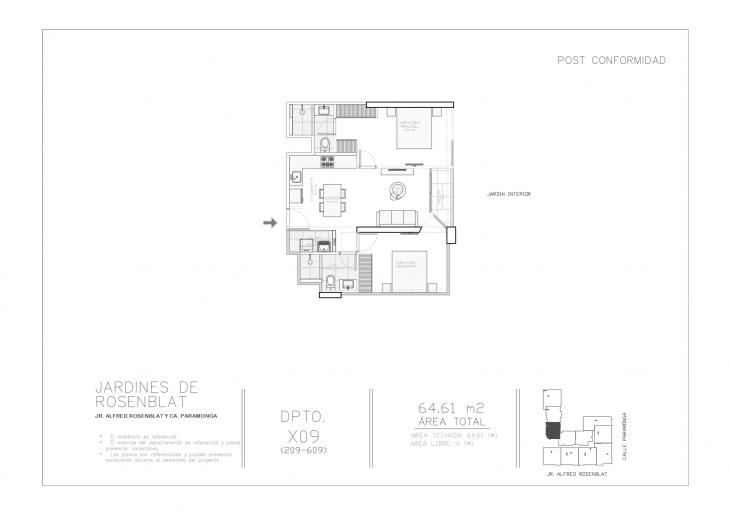 Plano del modelo X09 del proyecto JARDINES DE ROSENBLAT en Santiago De Surco