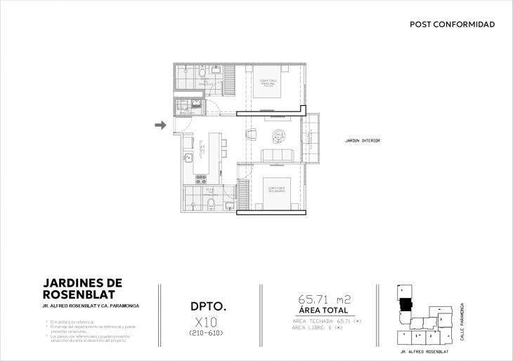 Plano del modelo X10 del proyecto JARDINES DE ROSENBLAT en Santiago De Surco