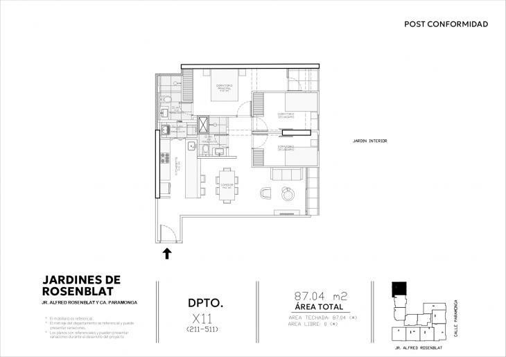 Plano del modelo X11 del proyecto JARDINES DE ROSENBLAT en Santiago De Surco
