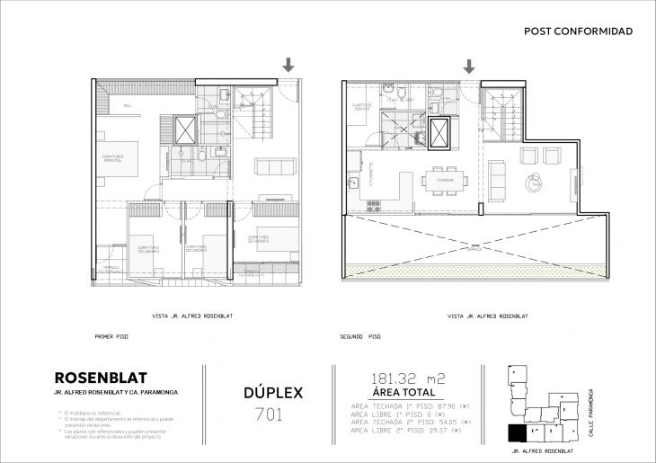 Plano del modelo 701 del proyecto JARDINES DE ROSENBLAT en Santiago De Surco