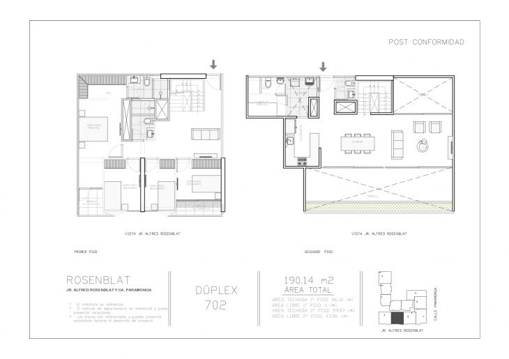 Plano del modelo 702 del proyecto JARDINES DE ROSENBLAT en Santiago De Surco