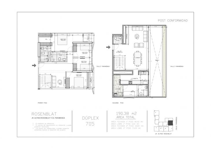 Plano del modelo 705 del proyecto JARDINES DE ROSENBLAT en Santiago De Surco