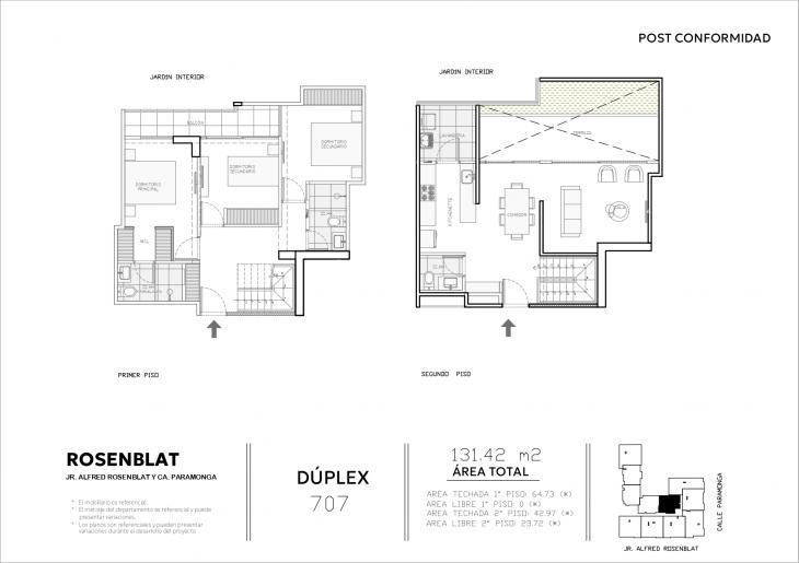 Plano del modelo 707 del proyecto JARDINES DE ROSENBLAT en Santiago De Surco
