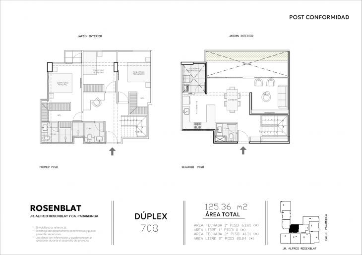 Plano del modelo 708 del proyecto JARDINES DE ROSENBLAT en Santiago De Surco