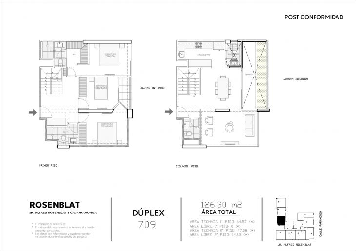 Plano del modelo 709 del proyecto JARDINES DE ROSENBLAT en Santiago De Surco