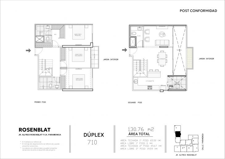 Plano del modelo 710 del proyecto JARDINES DE ROSENBLAT en Santiago De Surco