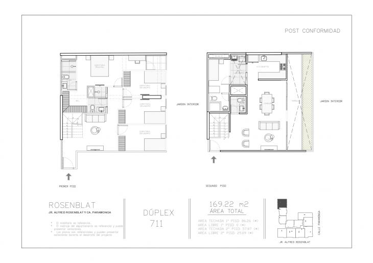 Plano del modelo 711 del proyecto JARDINES DE ROSENBLAT en Santiago De Surco