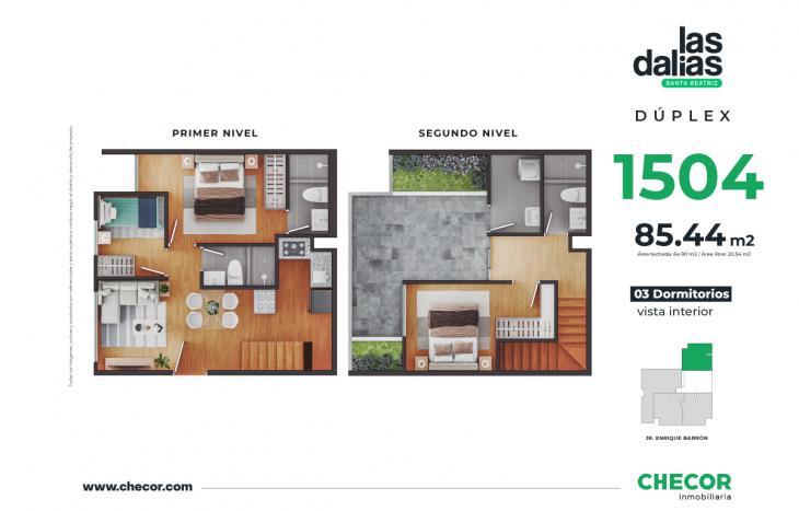 Plano del modelo 1504 del proyecto Checor | Las Dalias en Cercado De Lima