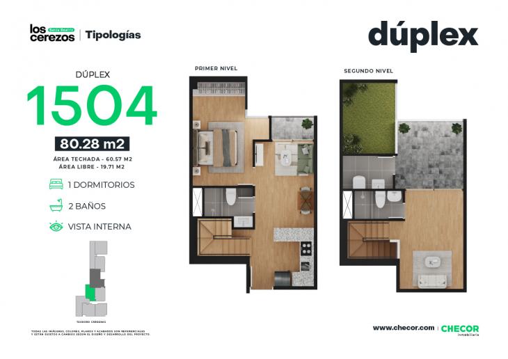 Plano del modelo 1504 del proyecto Los Cerezos en Cercado De Lima