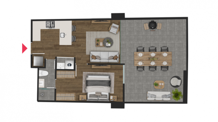 Plano del modelo Flat del proyecto Casaparq Monterrico - IV en Santiago De Surco