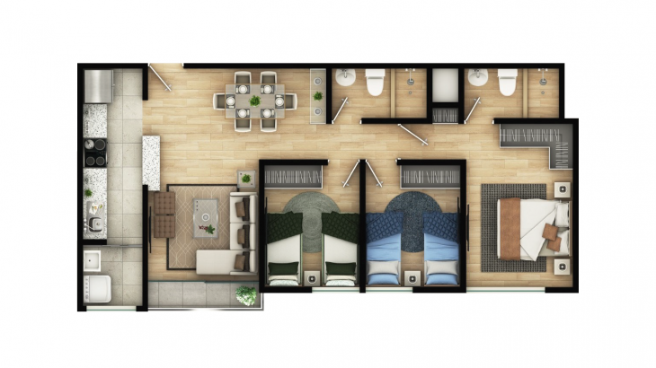 Plano del modelo A del proyecto Casaparq Cerro Colorado - Torre G en Arequipa