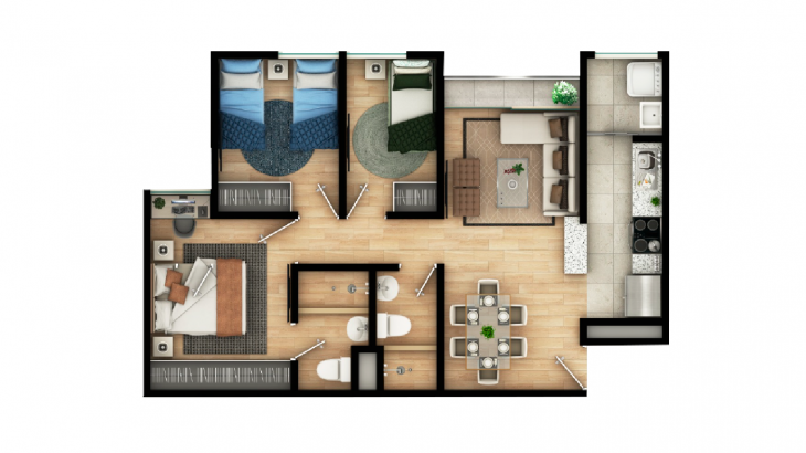 Plano del modelo B del proyecto Casaparq Cerro Colorado - Torre G en Arequipa