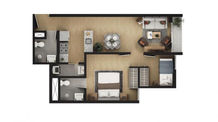 Plano del modelo SMART LITE del proyecto Del Parque Centro IV en Breña