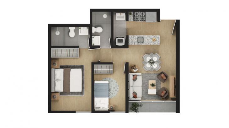 Plano del modelo PARK LITE + del proyecto Del Parque Centro IV en Breña