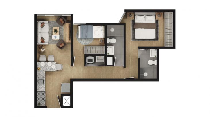 Plano del modelo GREEN LITE del proyecto Del Parque Centro IV en Breña