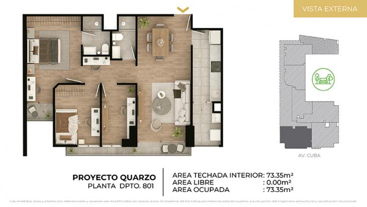 Plano del modelo Tipo 1 del proyecto CIUDARIS I QUARZO en Jesus Maria