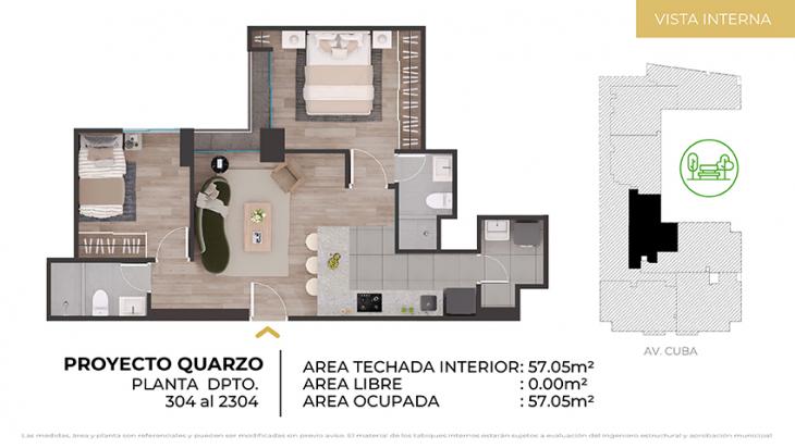 Plano del modelo Tipo 4 del proyecto CIUDARIS I QUARZO en Jesus Maria