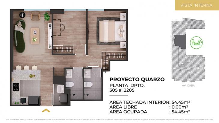 Plano del modelo Tipo 5 del proyecto CIUDARIS I QUARZO en Jesus Maria