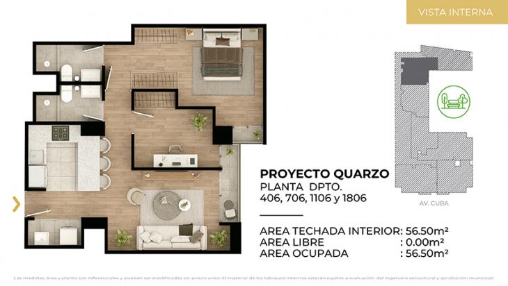 Plano del modelo Tipo 6 del proyecto CIUDARIS I QUARZO en Jesus Maria
