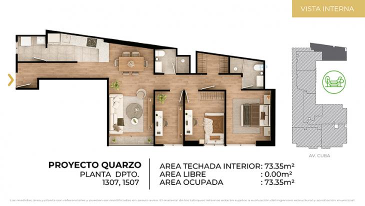Plano del modelo Tipo 7 del proyecto CIUDARIS I QUARZO en Jesus Maria