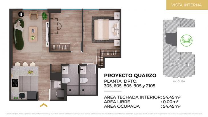 Plano del modelo Tipo 5 del proyecto CIUDARIS I QUARZO en Jesus Maria
